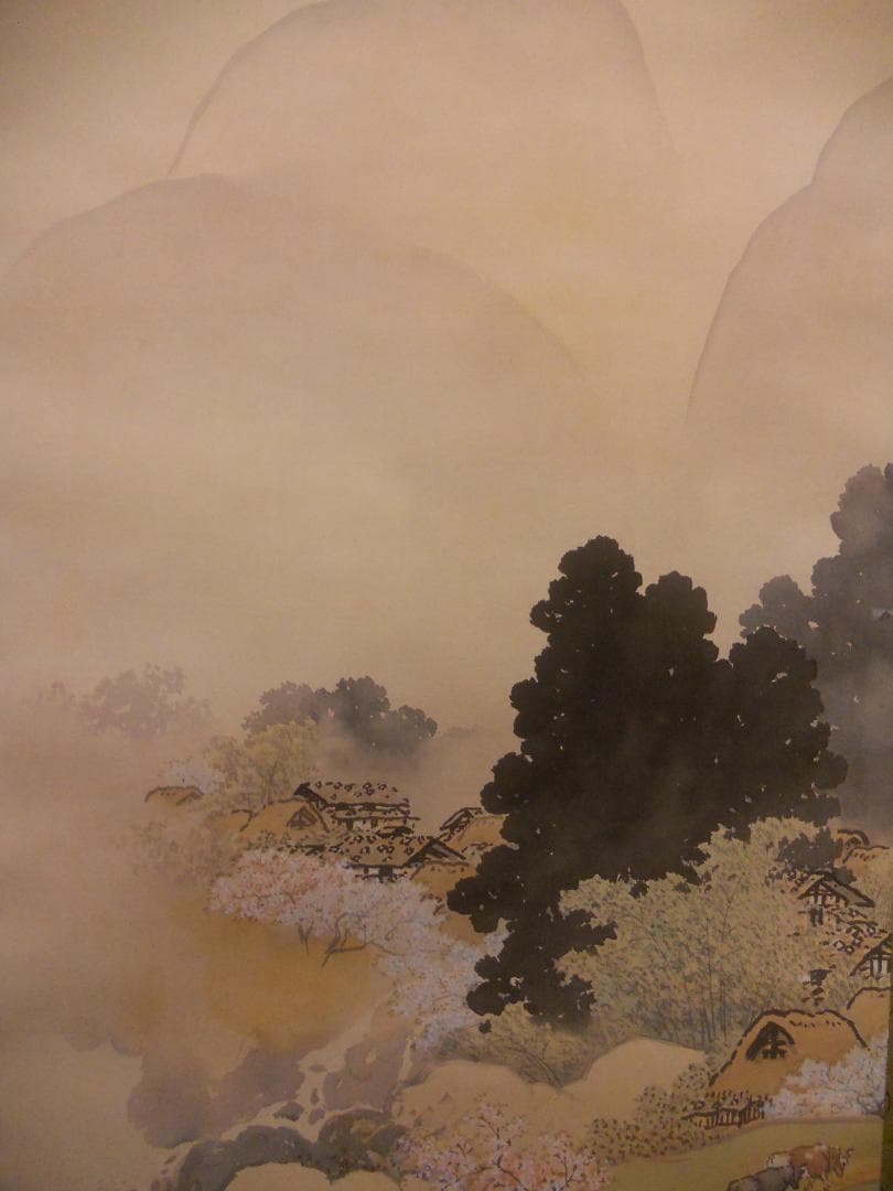 掛け軸 川合玉堂 『 山村春麗 』 名品 複製 希少 軸装 茶道具 掛軸 新品