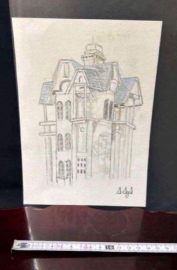 絵　絵画　水彩　水彩画　風景画　プレゼント　家　ビル