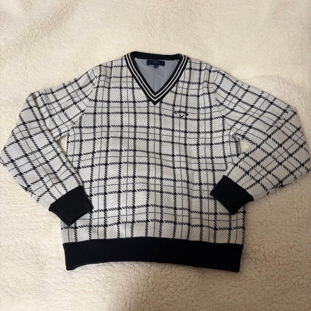 Callaway チェック柄 Vネックセーター