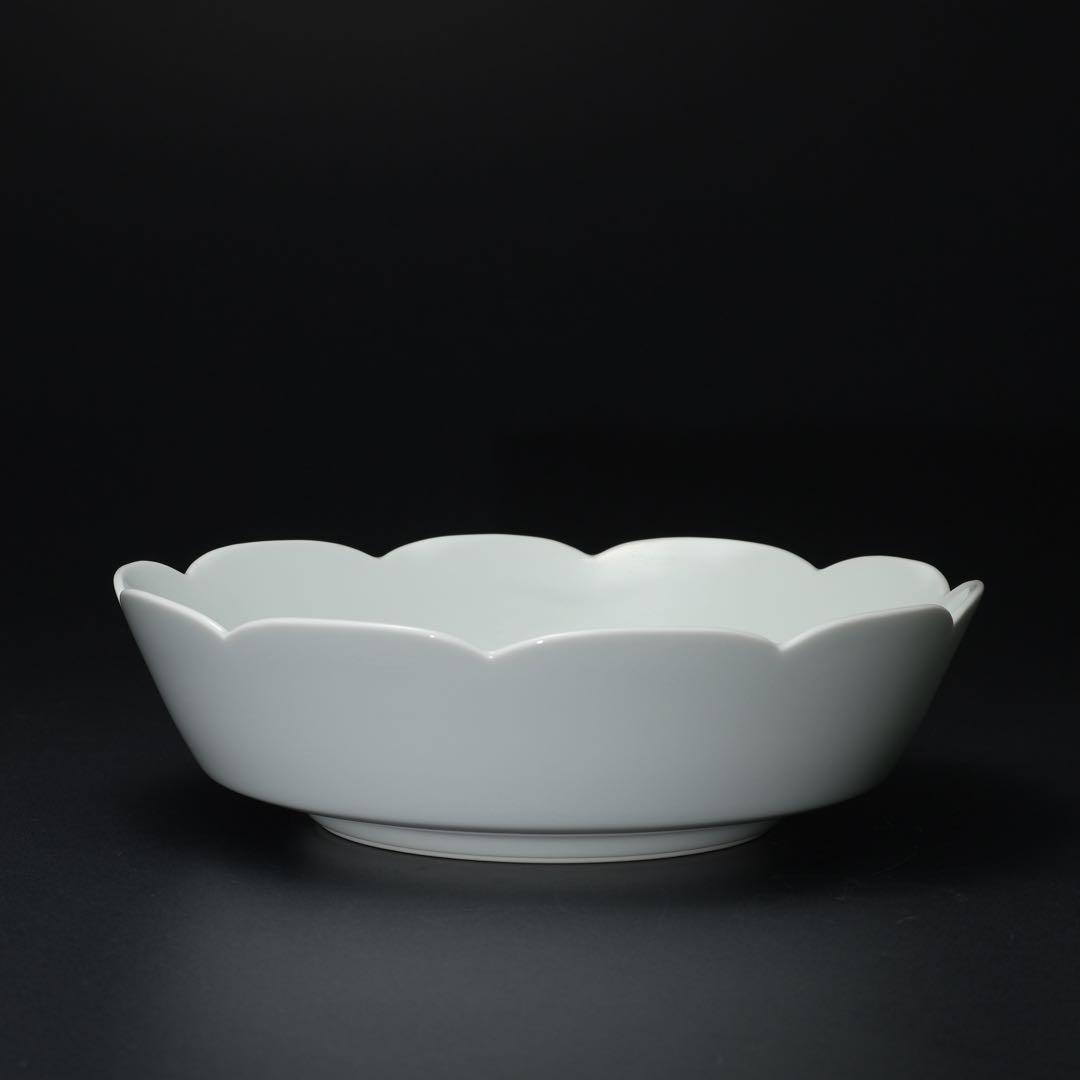 人間国宝　井上萬二　青白磁彫文鉢　共箱　R1491ダK2