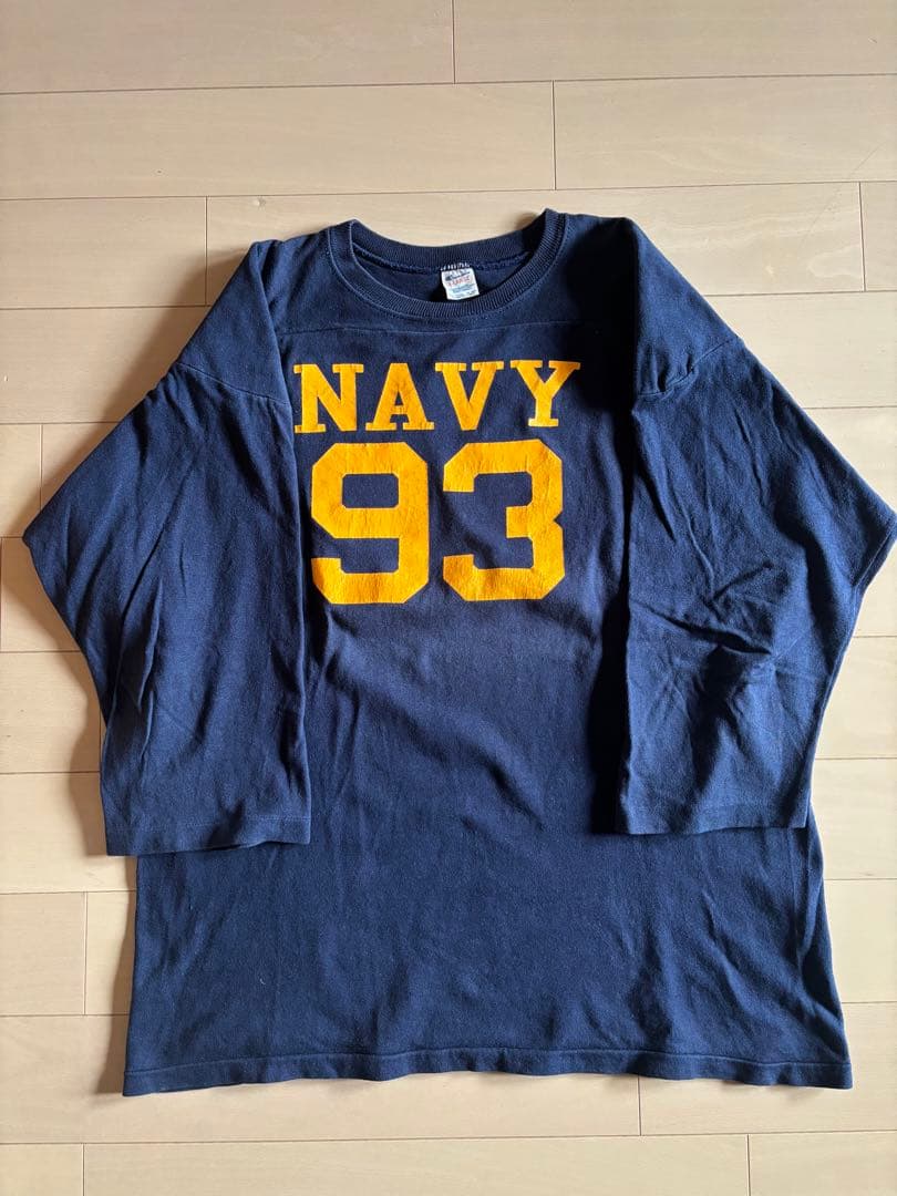 Champion NAVY 七分袖 フットボールT チャンピオン USA製　XL
