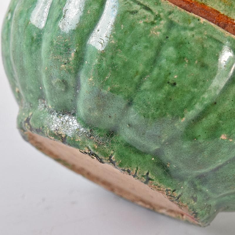 中国　漢緑釉　香合　時代箱付　C　R7980