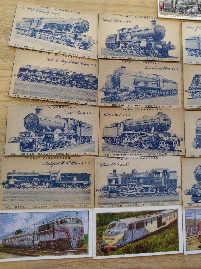 イギリスアンティーク　シガレットカード等　34枚　機関車、汽車、電車