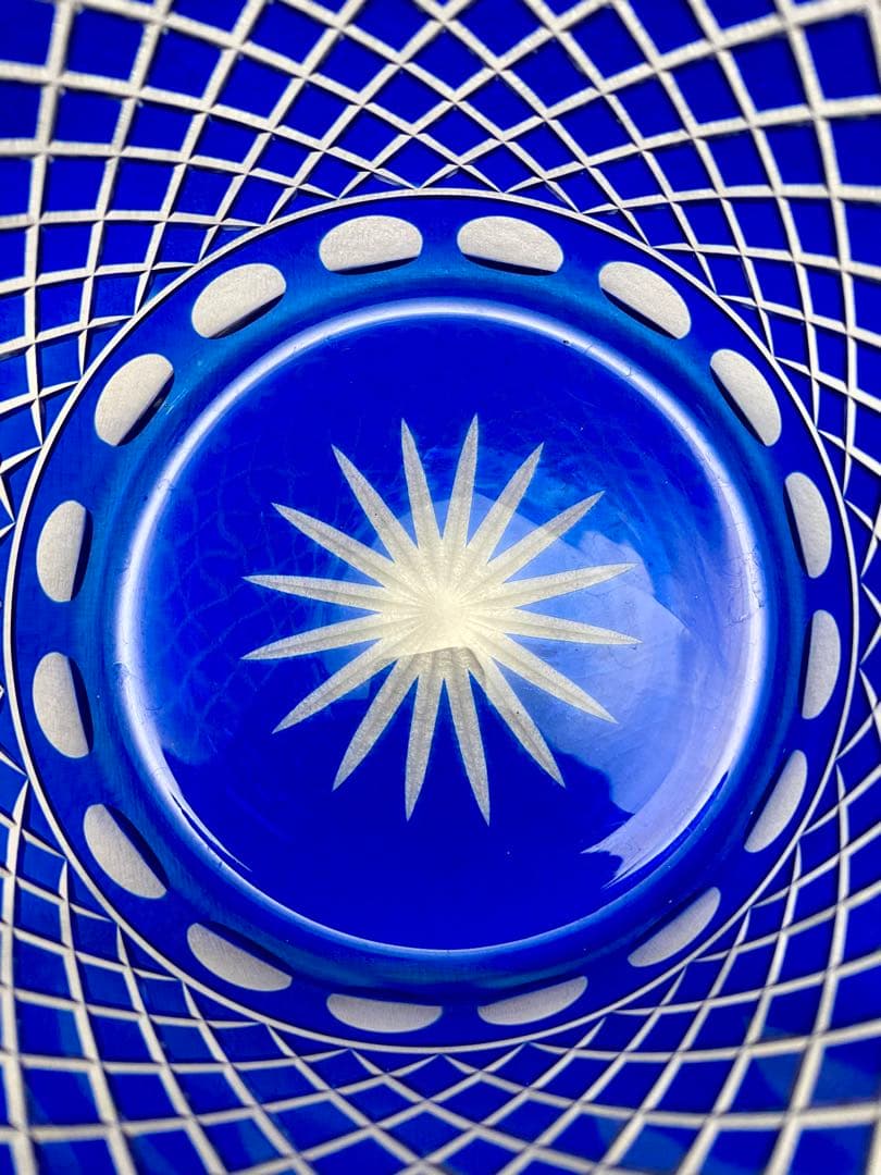 茶道具 水差し 切子 瑠璃色 ブルー 塗蓋【匿名配送】