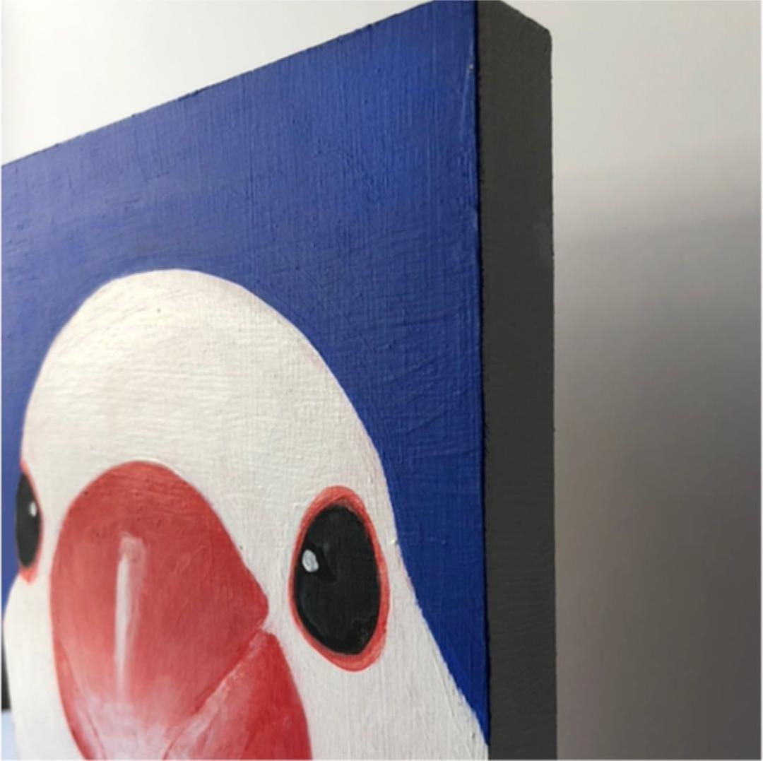原画　アクリル画　「白文鳥」 F0パネル　うさかみ