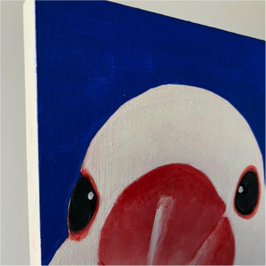 原画　アクリル画　「白文鳥」 F0パネル　うさかみ