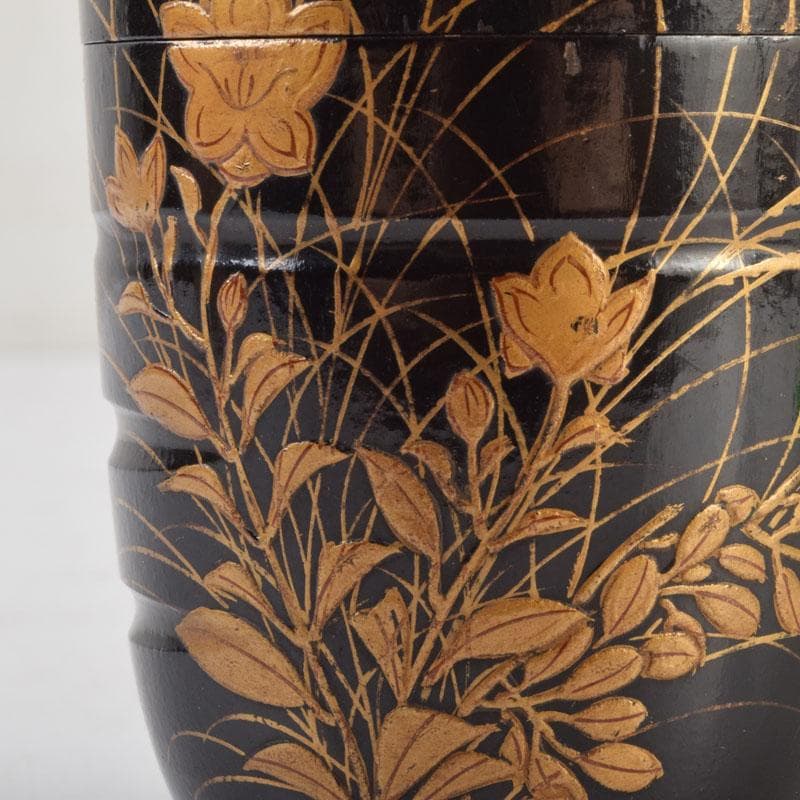 茶道具　金森春次作　花草蒔絵　長棗　共箱　V　9039