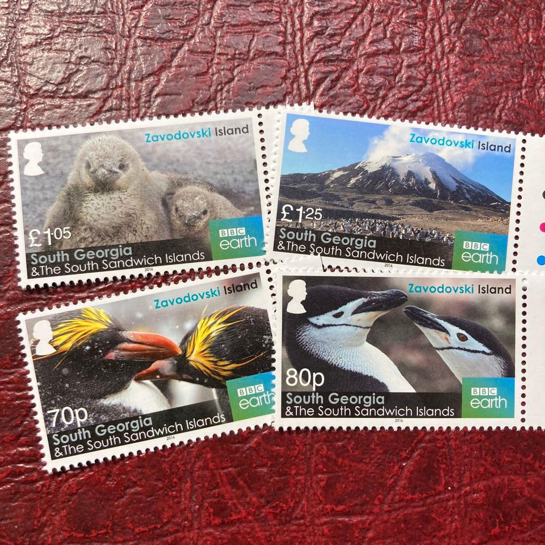 44479セール現品限り　外国切手未使用　南ジョージア発行ペンギン他4種揃