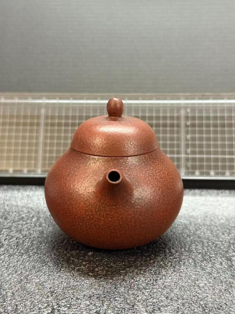 【孟臣 底款 刻漢詩 味此一勺甘】紫砂壷 朱泥 段泥 煎茶道具 急須 単孔口