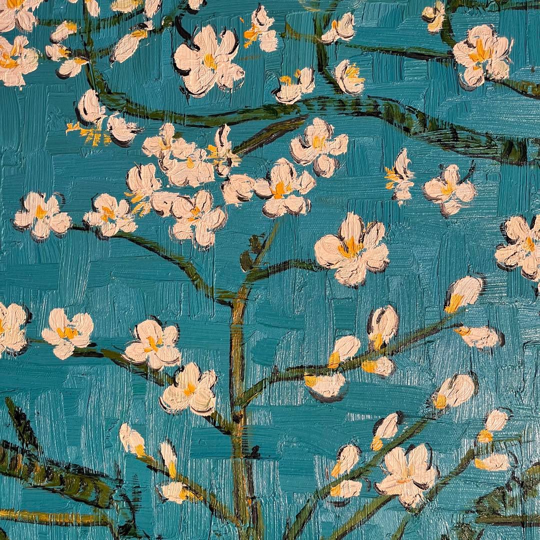 ★特大★手書き油絵 ゴッホ 花咲くアーモンドの枝 額付 絵画 インテリア 油彩画