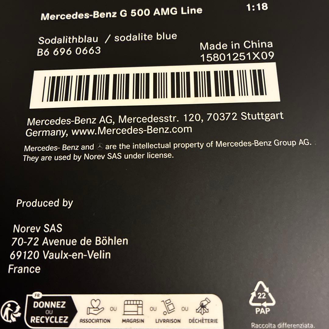 ベンツGクラス G500 AMGライン 限定品1/18スケール　NOREV