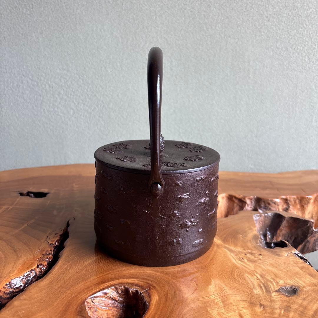 砺波商店 南部鉄瓶 桜皮寸銅 高さ約19cm茶道具 レトロ