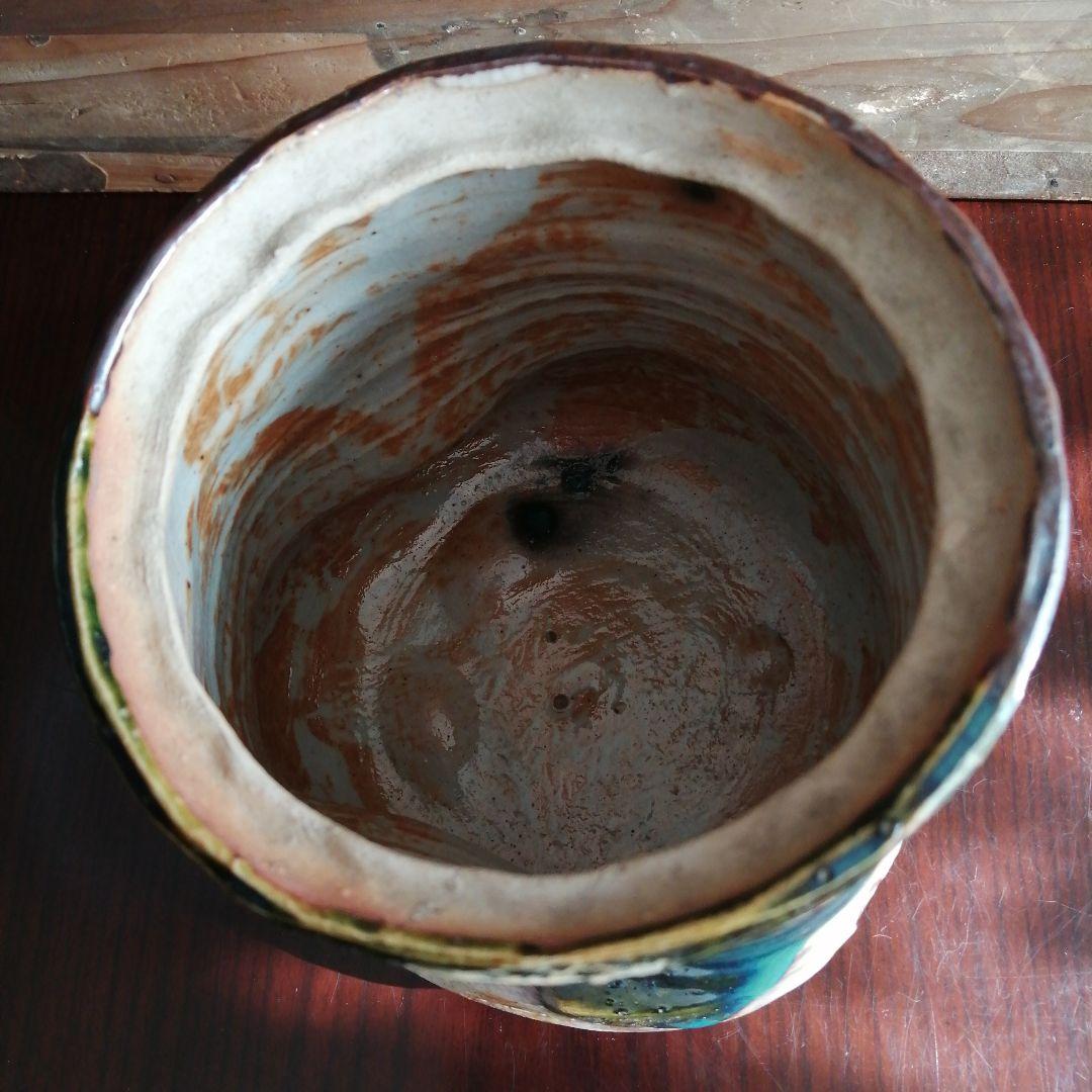 瀬戸焼　加藤作助　織部水指　15.5cm　大正～昭和初期