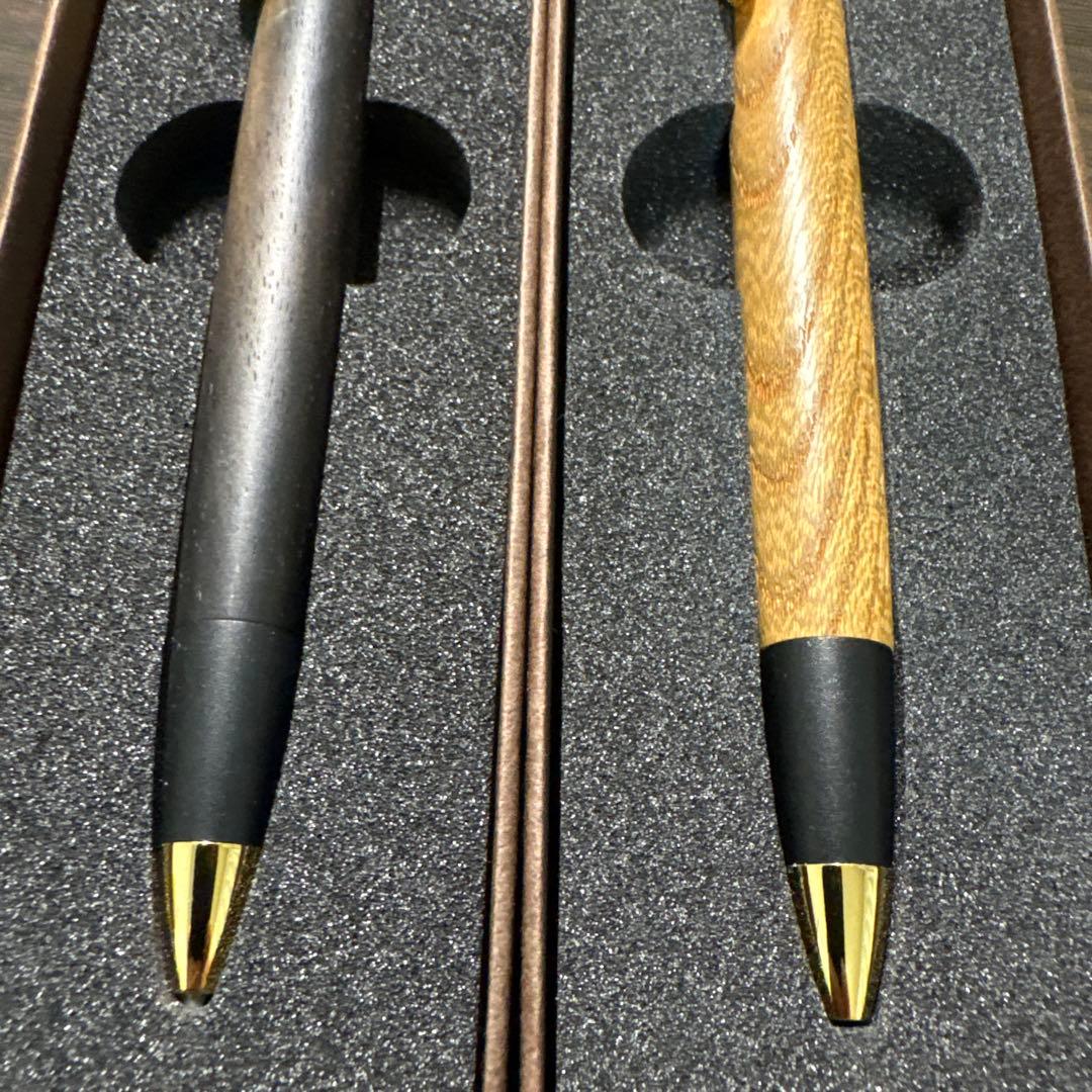 ボナンシャーペン　黒柿.欅2点セット