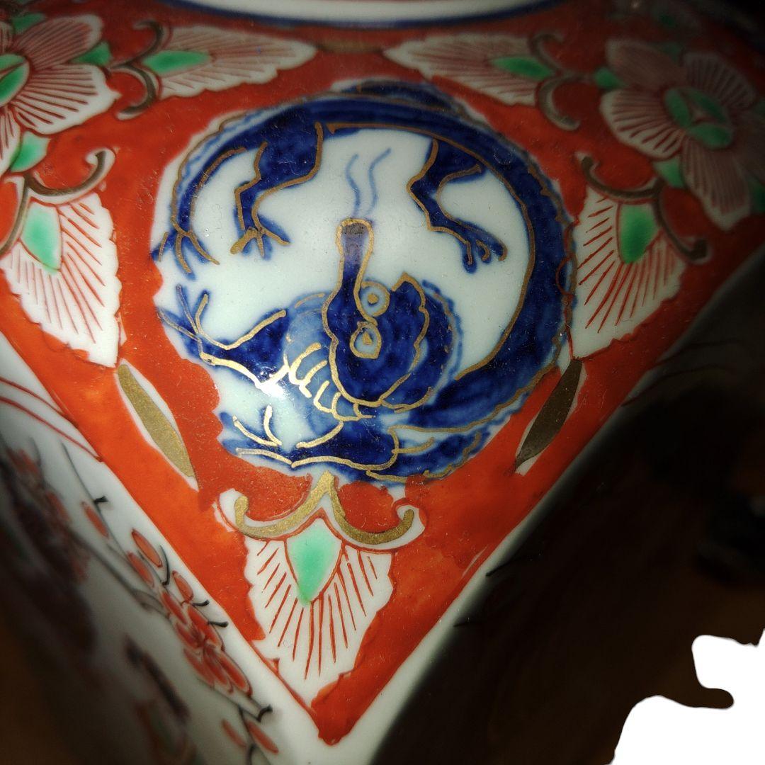 古伊万里　美人色絵角徳利　角福