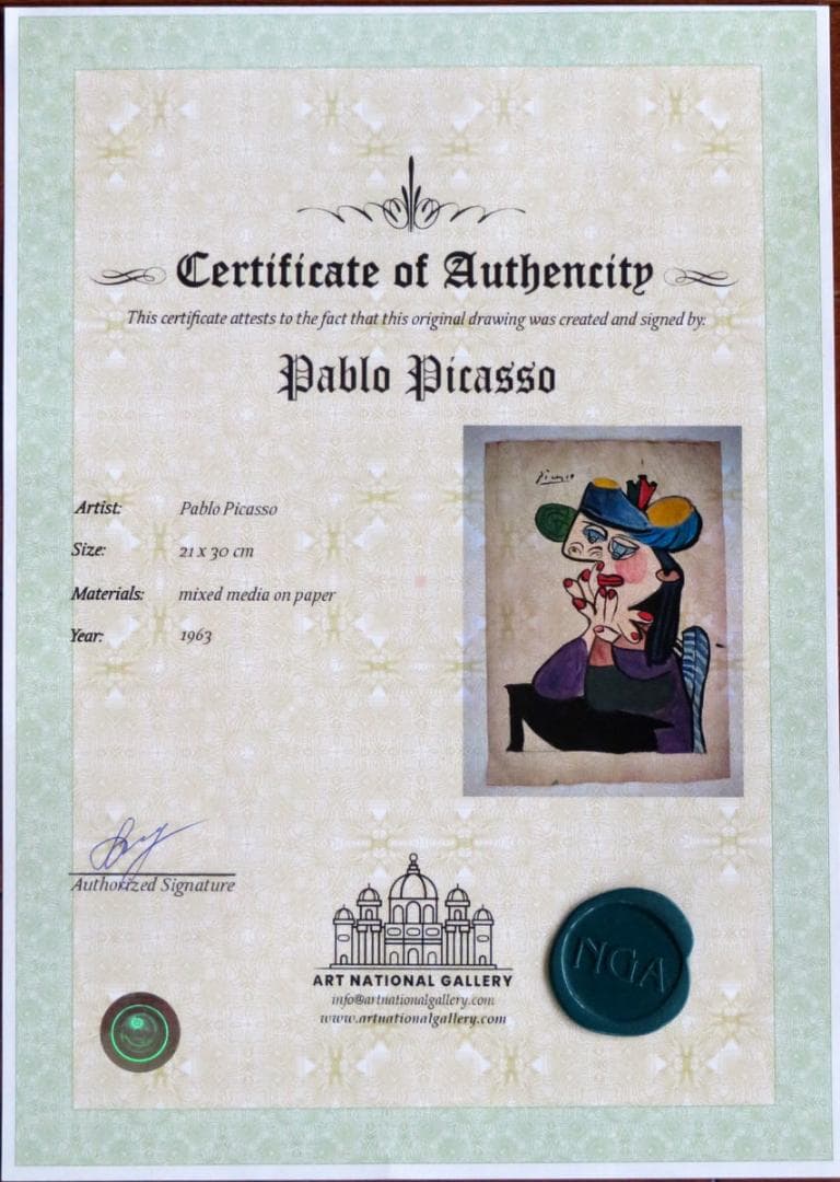 パブロ ピカソ 1963年 ミクストメディア 鑑定書付き