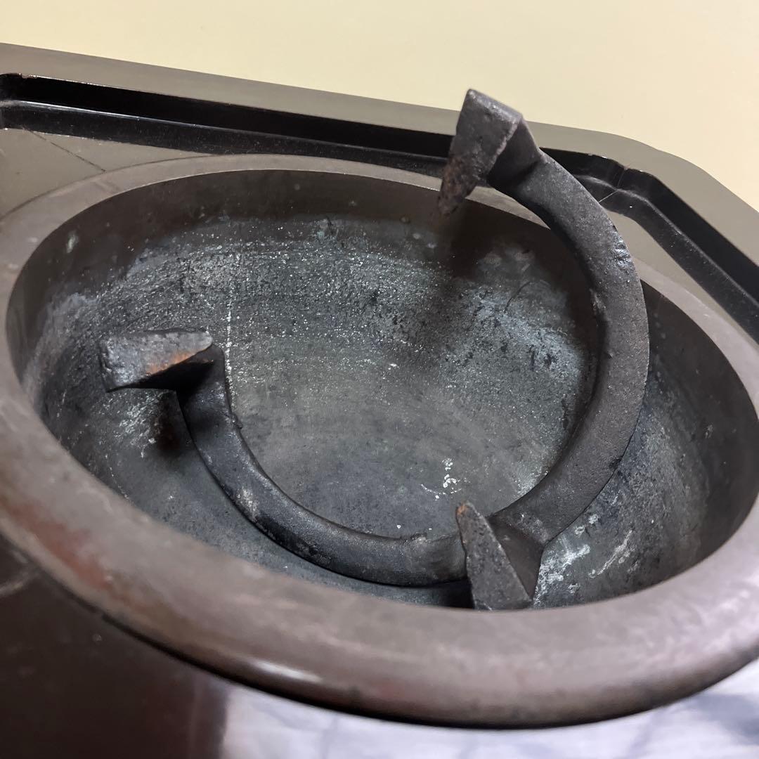 黒い木製火鉢用穴付き　江戸火鉢　2個セット