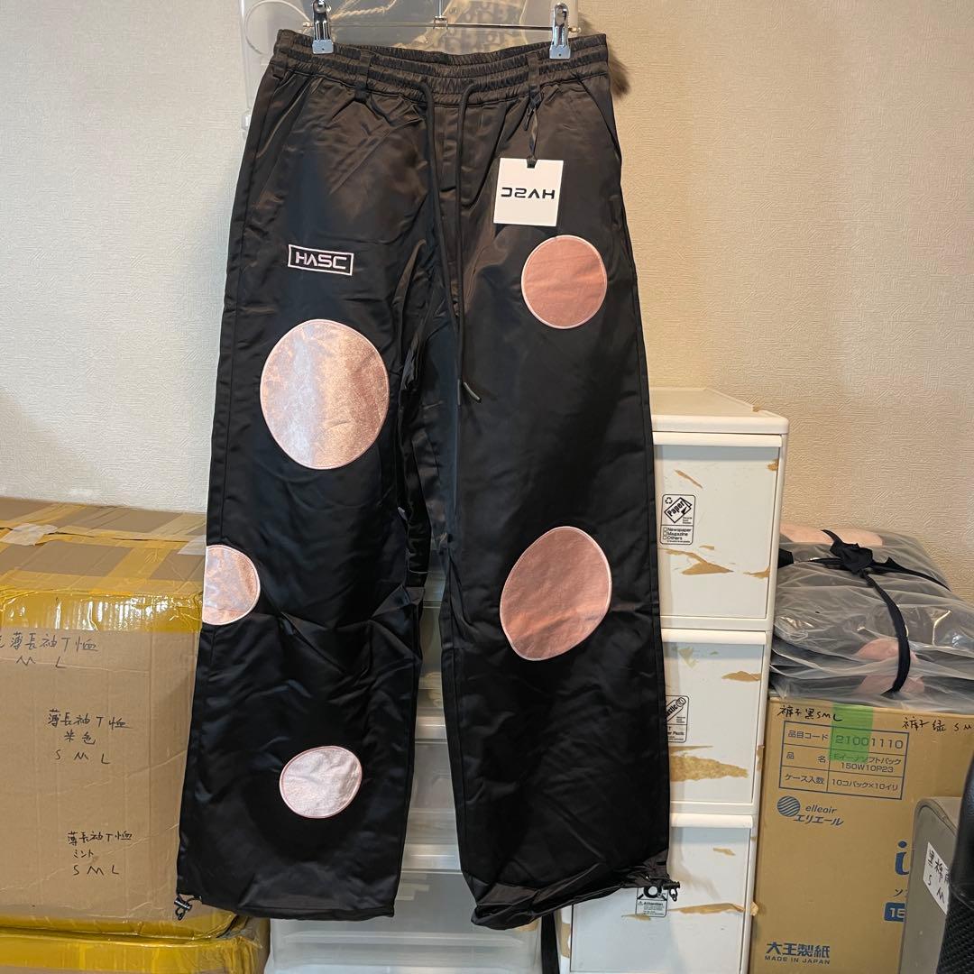 新品未使用 スノボウェア 上下セット L ブラック ドット柄 男女兼用