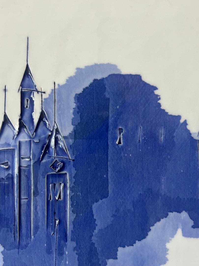 【ヨーロッパの教会】　日展作家　辻毅彦　作　陶板　日展作家　師井上萬二　上位作