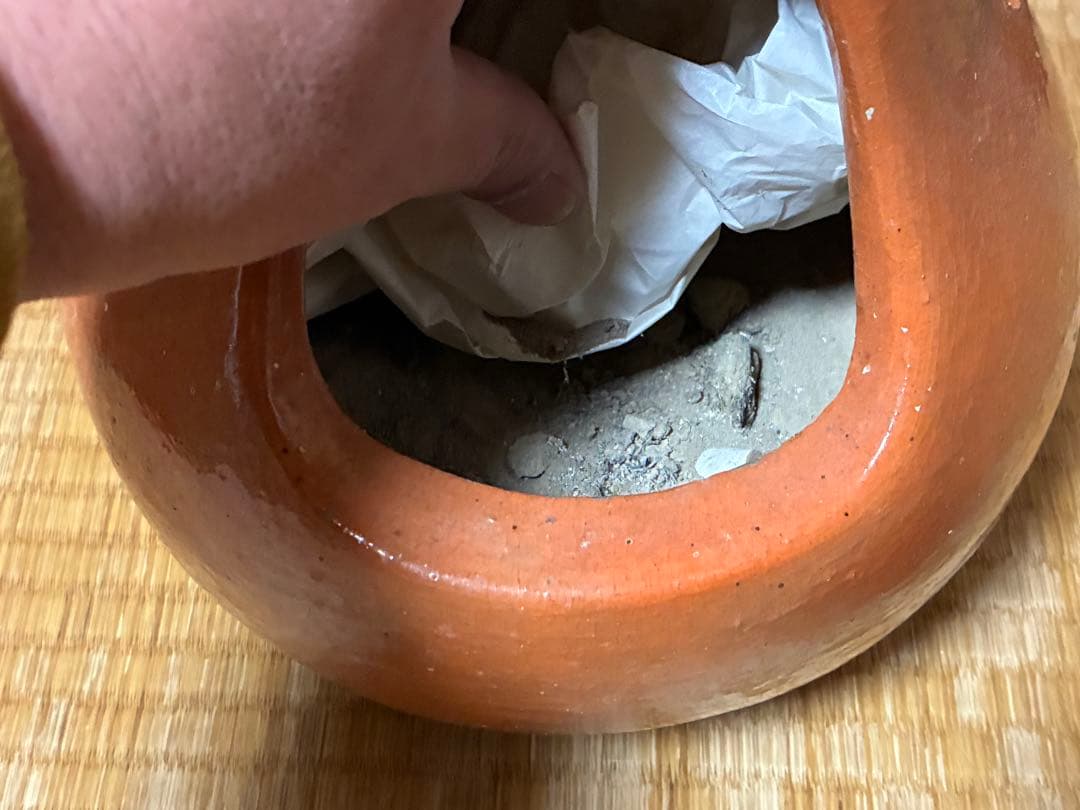 古陶器 民平焼？ 淡路焼？おかめ お多福 火鉢 手炙り 火鉢 在名 時代物