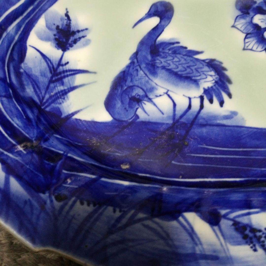 伊万里　明治時代　手書き染め付け陶印いりです