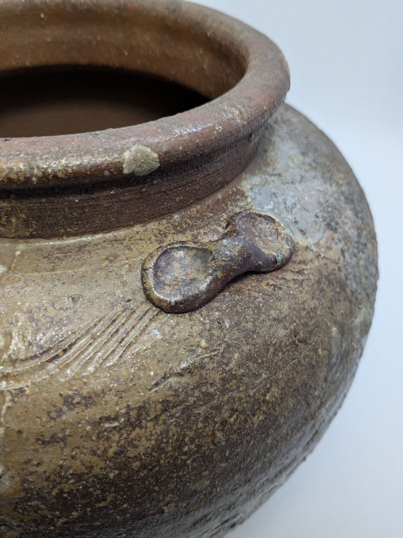 小西陶古 備前焼 四耳壺 四耳壷 つぼ 花器 フラワーベース 花入 花瓶 置物