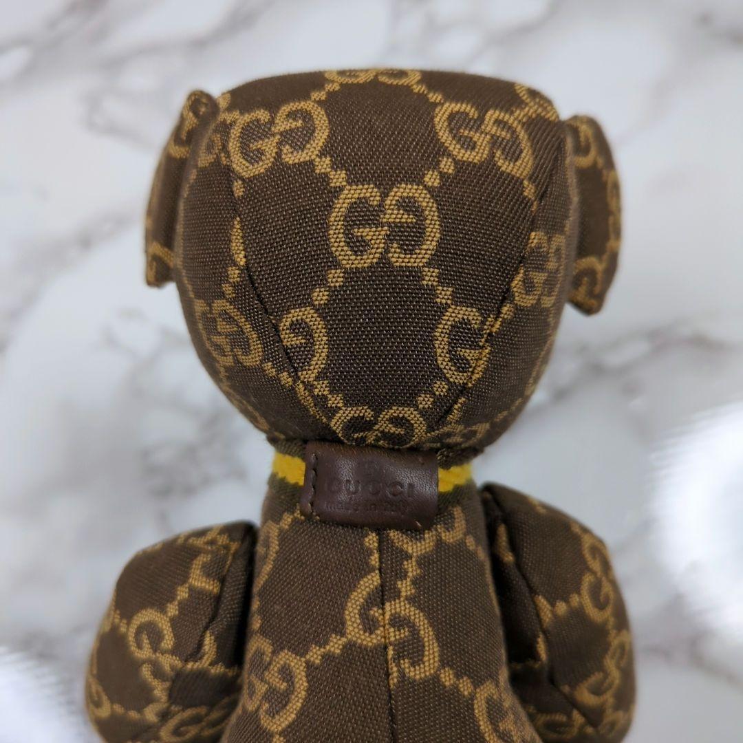 グッチ　GG柄　GGキャンバス　テディベア　くま　ぬいぐるみ　ブラウン　総柄
