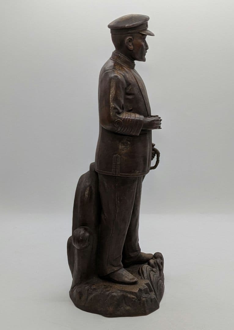 小西陶古 備前焼 東郷元帥像 置物 東郷平八郎 陶像 細工物 陶器人形 日露戦争