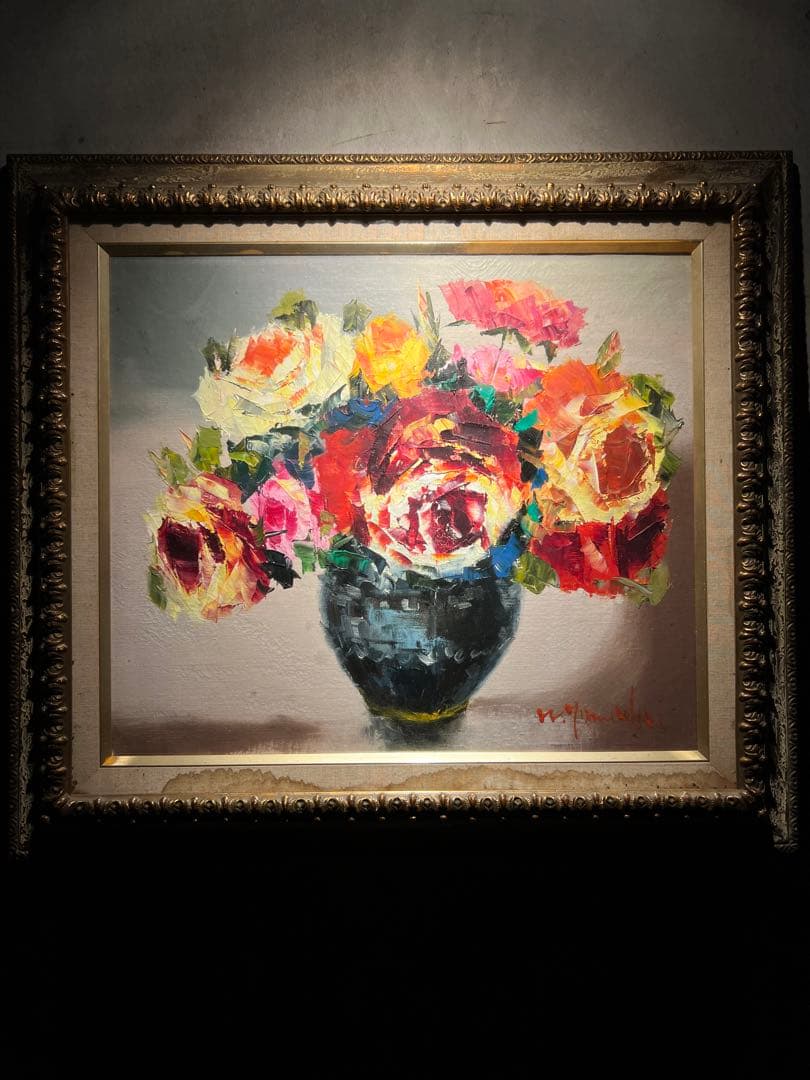 油彩画【薔薇】作者不明