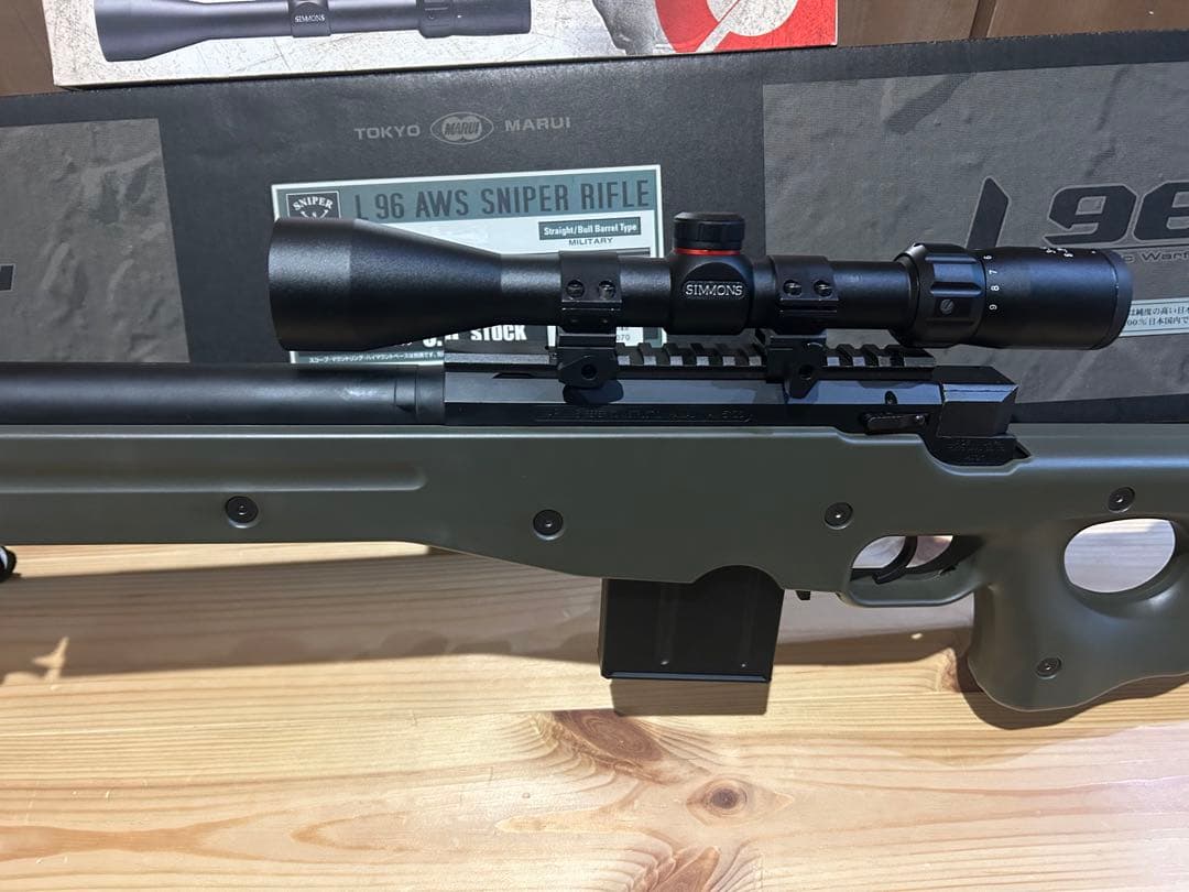 東京マルイ L96 AWS ODストック 実銃用ライフルスコープ+バイポッド