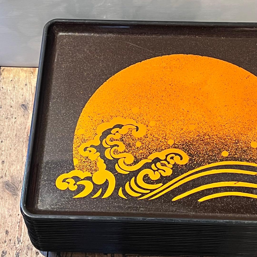 ①波　太陽　月　黒盆　和風　20枚　おまとめ　懐石　旅館　昭和レトロ