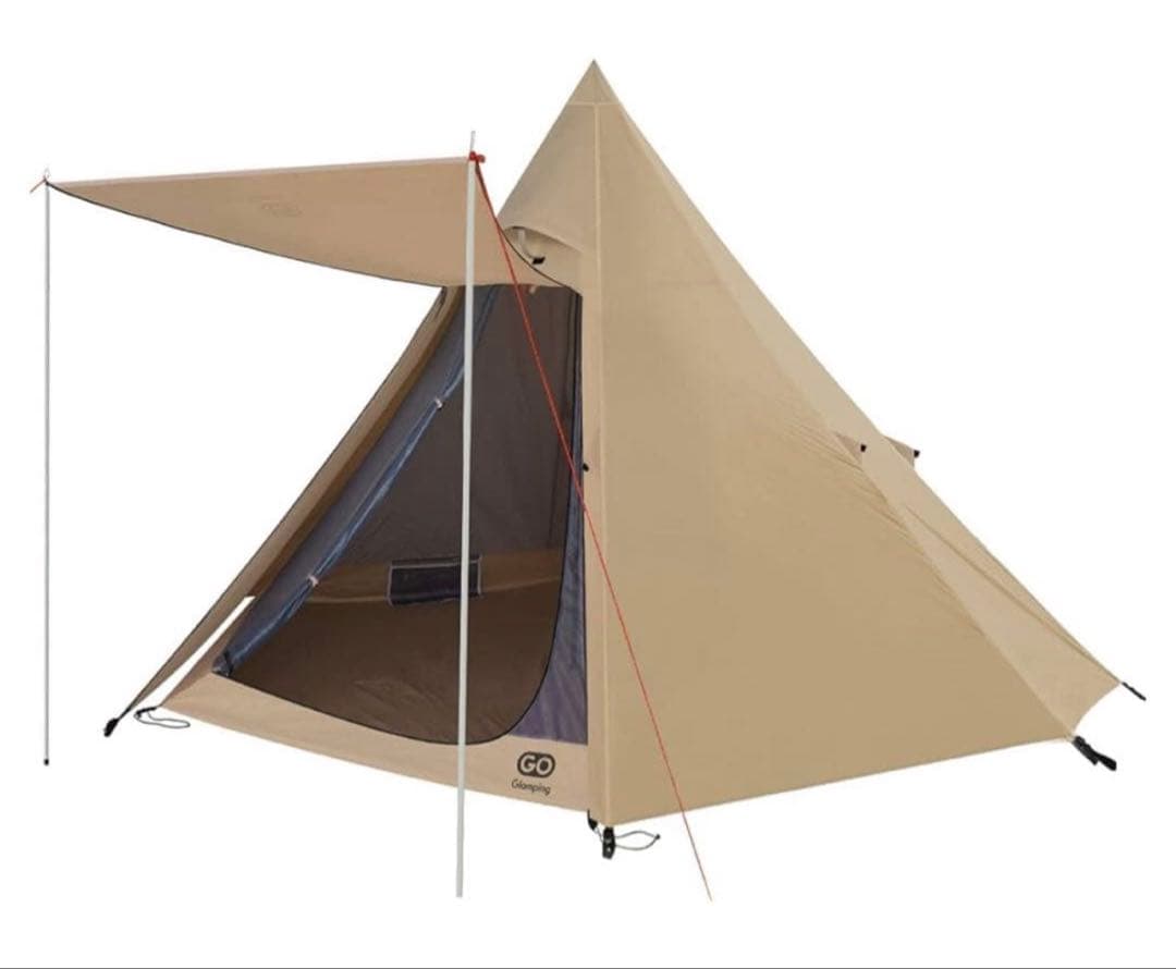 GOGlamping ワンポールテント キャノピー付 ベージュ