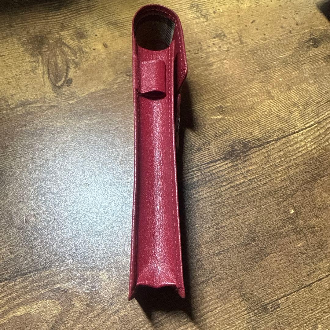 箱付 美品 バーバリー BURBERRY ペンケース 筆箱 赤 万年筆ケース