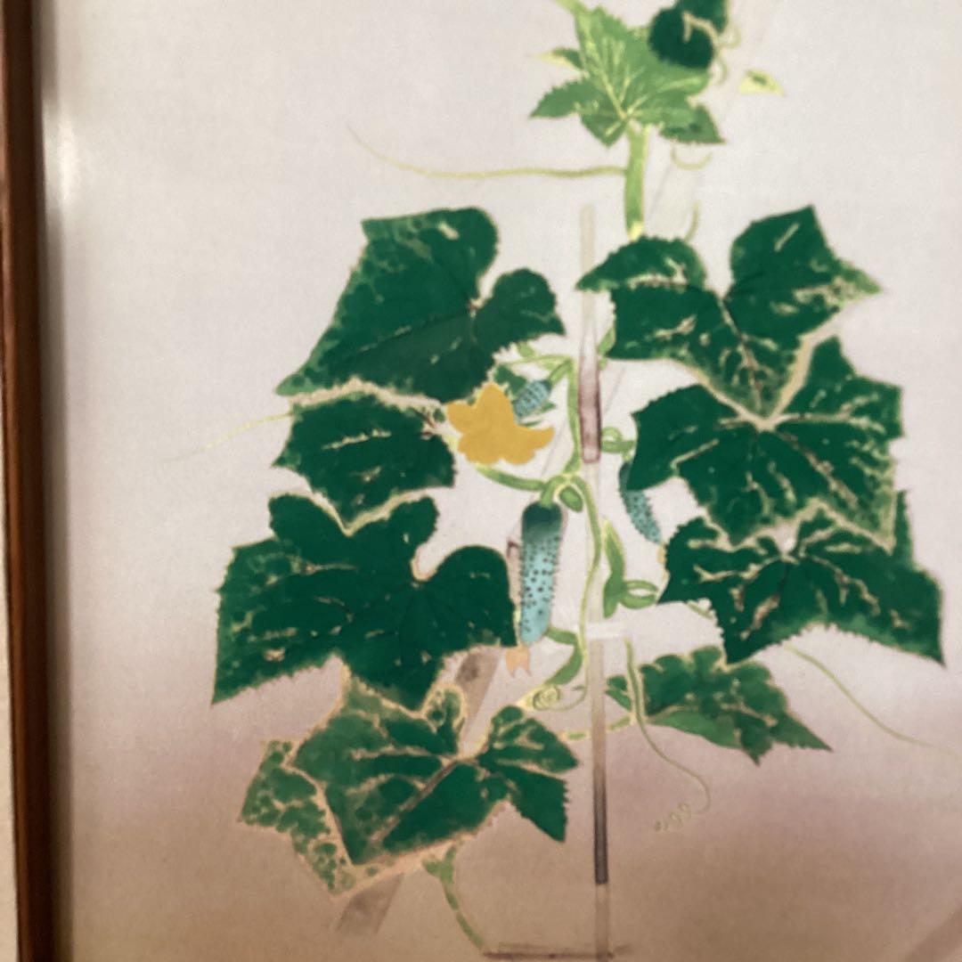 小倉遊亀【オグラユキ】1928年作胡瓜　滋賀県立近代美術館所蔵　陶額　レア品