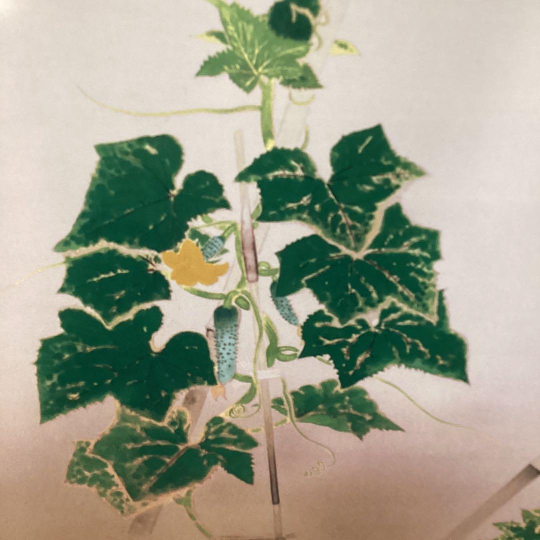 小倉遊亀【オグラユキ】1928年作胡瓜　滋賀県立近代美術館所蔵　陶額　レア品