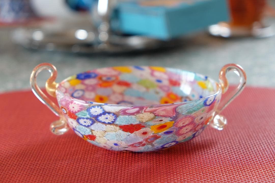 吹きガラス ミルフィオリ 検/プレート/民藝/ワイングラス/舩木倭帆/江波冨士子