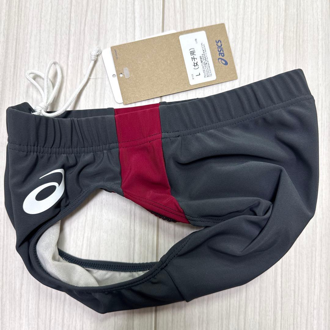 アシックス　女子陸上ユニフォーム上下セット　エンジ×ダークグレー　Lサイズ　新品