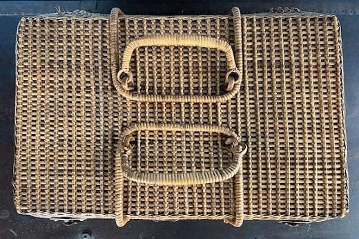 品番　z-0697 籐カゴ　アンティーク　レトロ　ピクニックバック　小物入れ収納