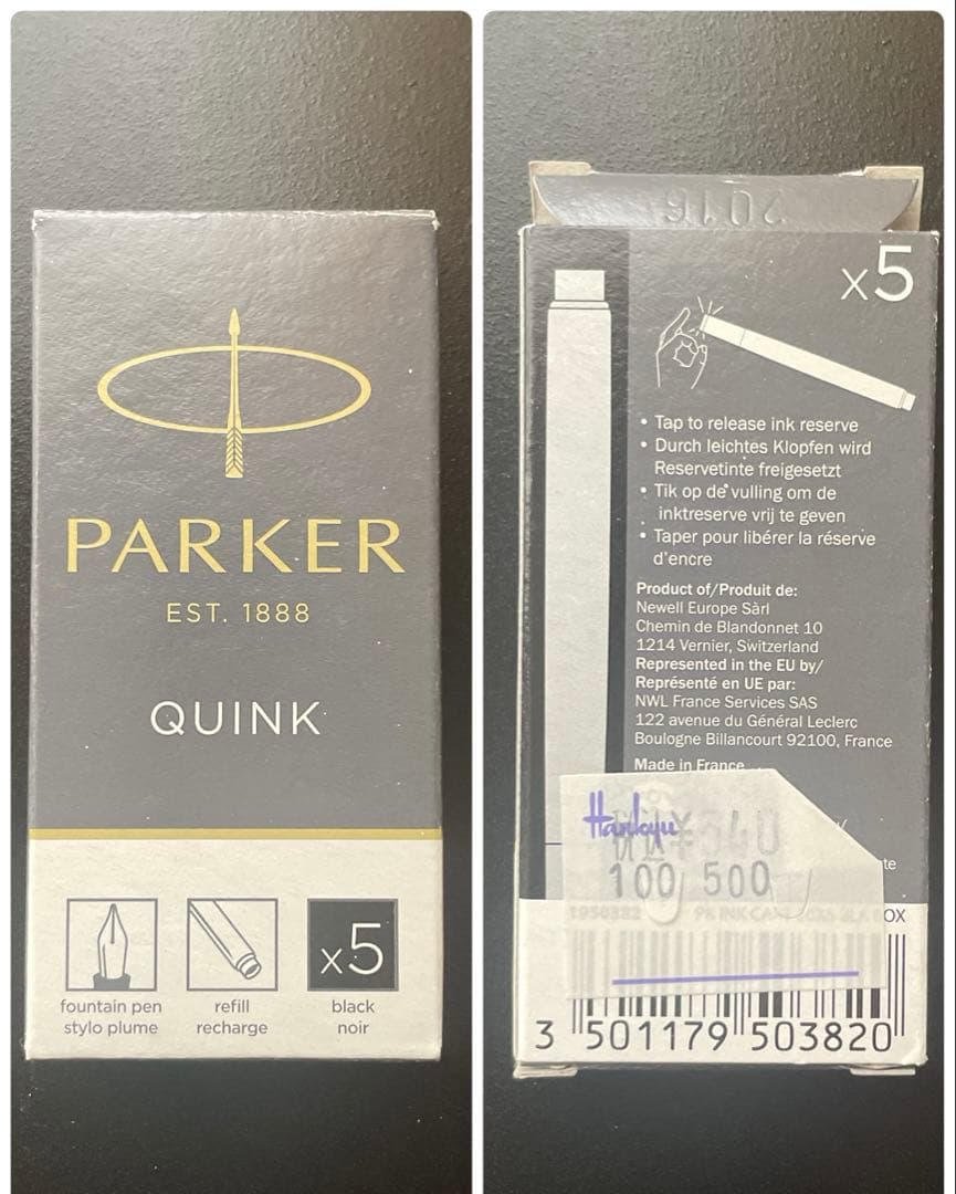 PARKER 万年筆　M 中字　インクカートリッジ(5本)付き