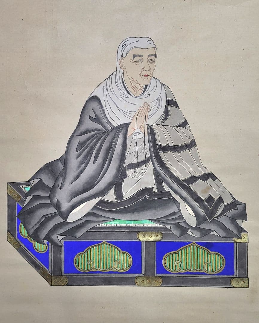 木版画　盛門30世　真朗上人　天台宗盛宗西教寺　掛け軸　箱無し　書画　美術品