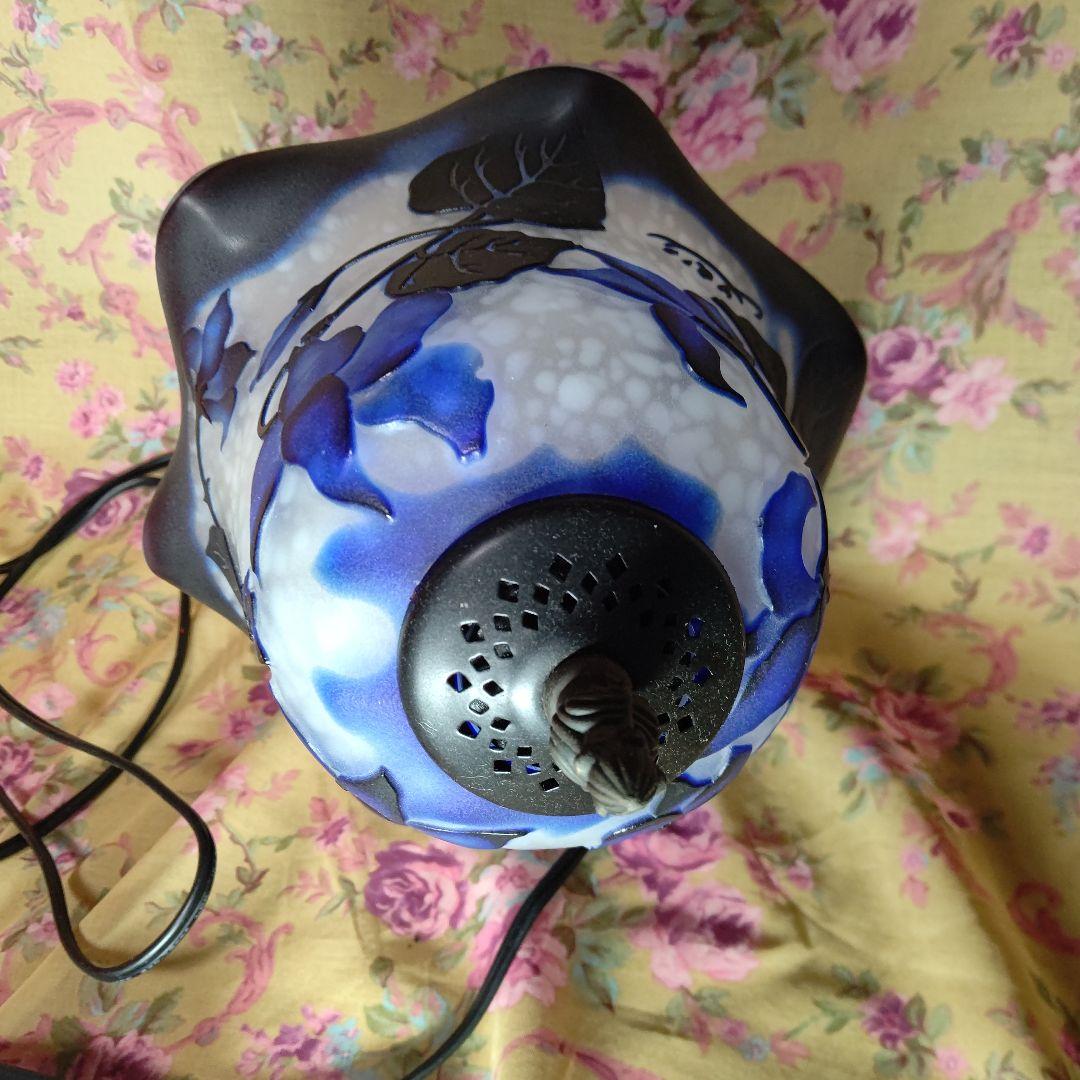 アンティーク ガレ風被せガラスランプ 33cm