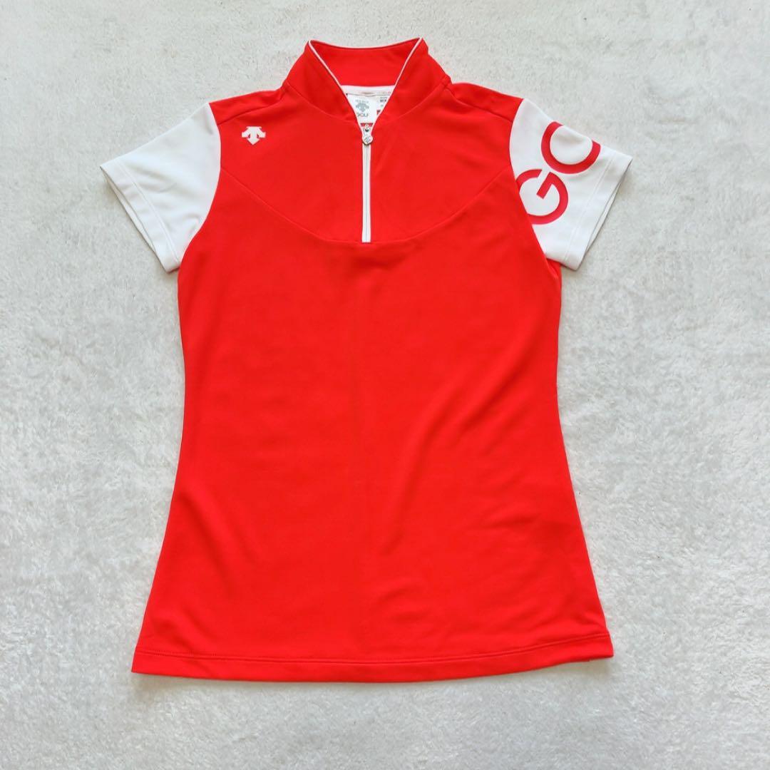 極美品　近年　デサントゴルフ　セットアップ　プリーツ　スカート　オレンジ