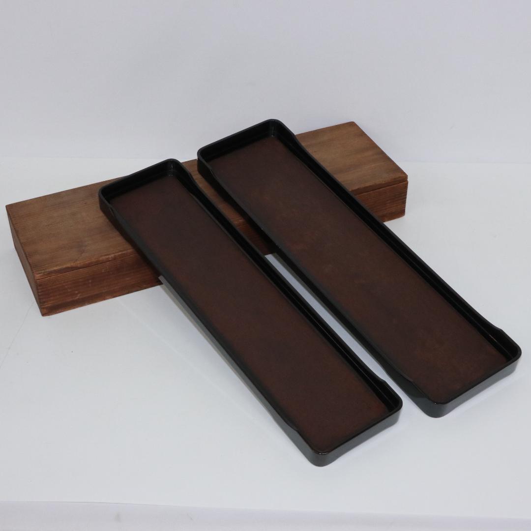 一文字盆 煎茶盆 長盆 角盆 天然木 漆 布 綿