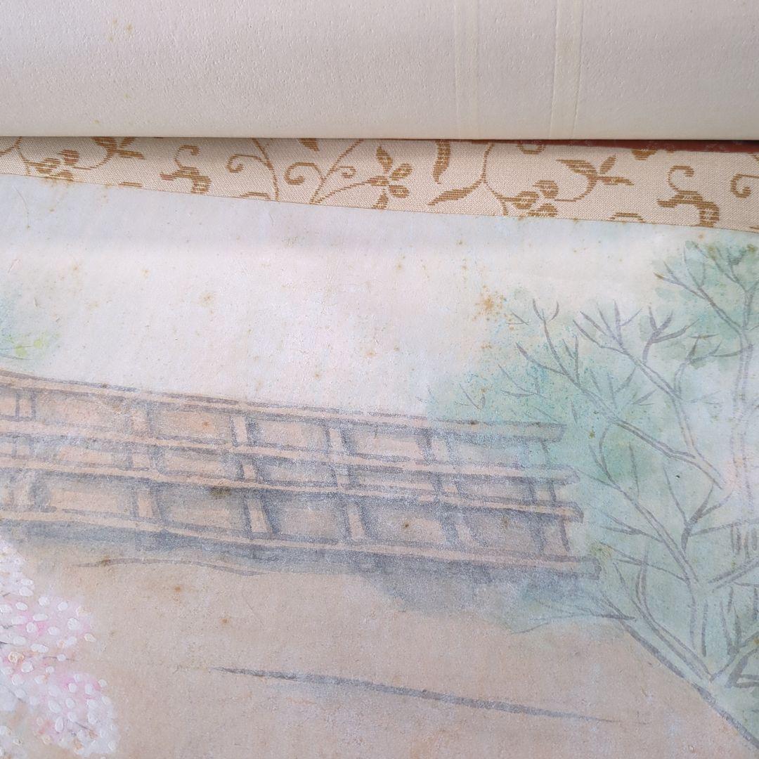 掛け軸 桜 さくら 肉質 掛軸 春 景色 壁掛け 在銘 大型