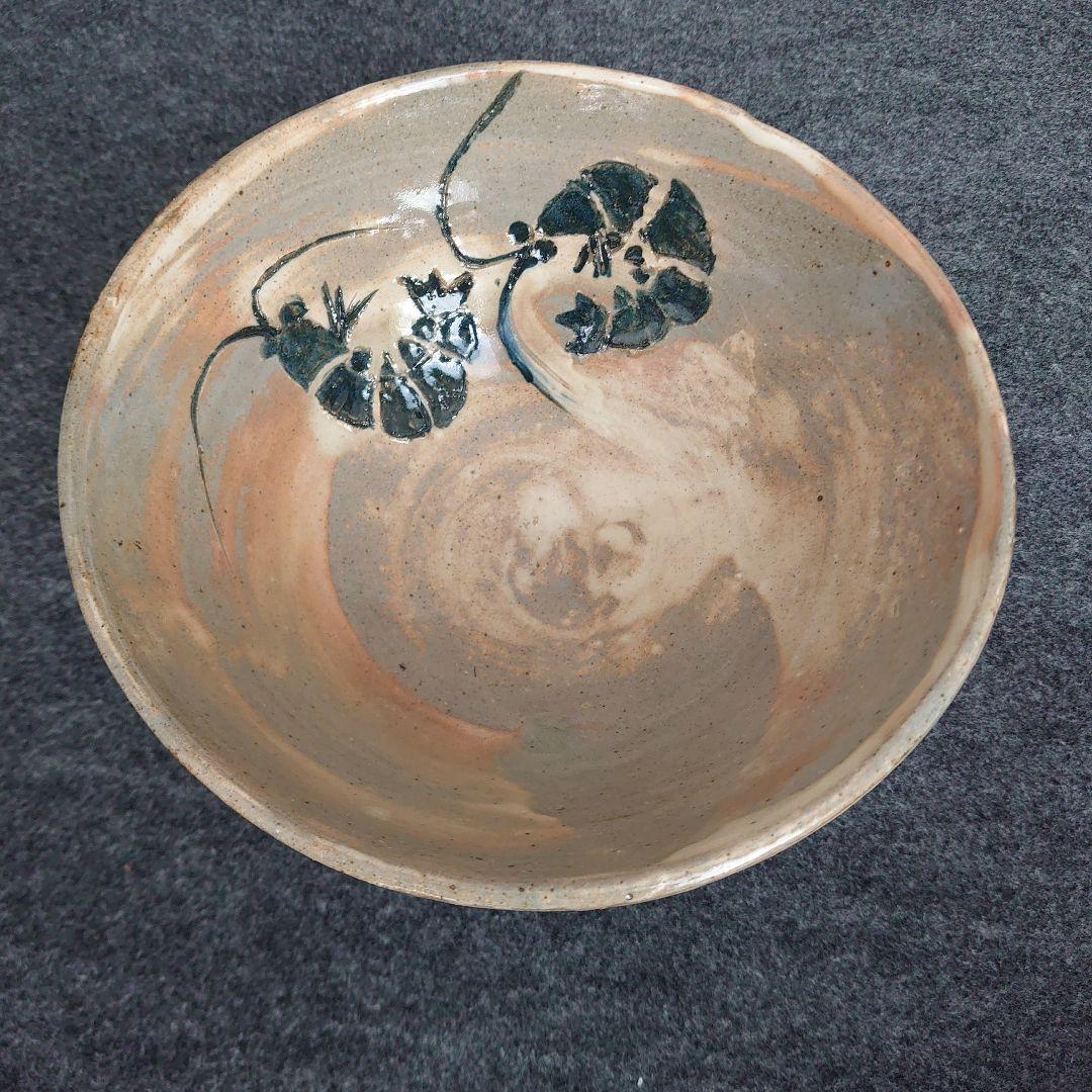 唐津焼 古唐津 茶道具 抹茶茶碗 菓子器 4点 袱紗付き 骨董 食物柄 未使用