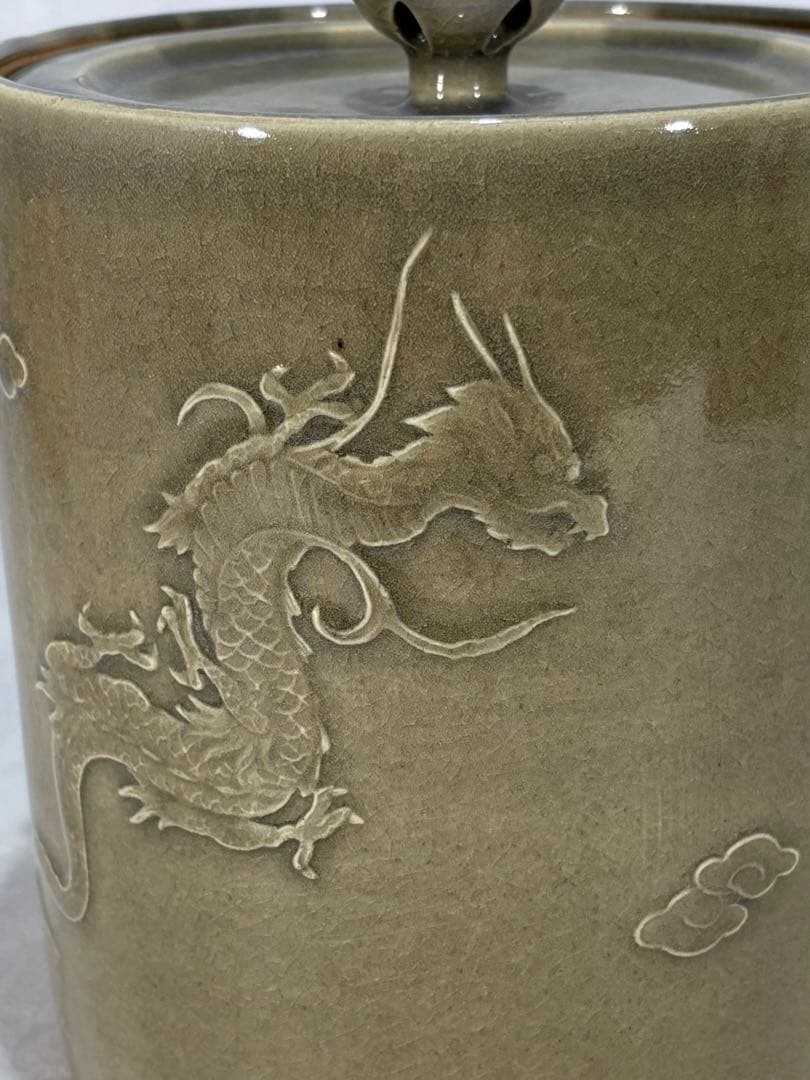 多田焼　雲渓山窯　二代 田村雲渓造　雲龍釜(水指) 美品　共箱　茶道具　送料込