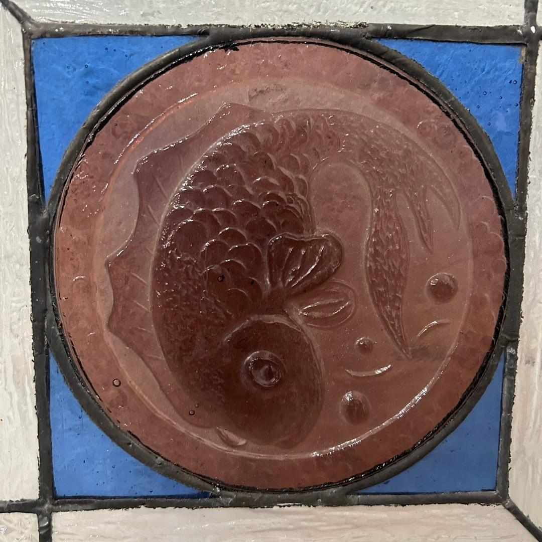 西洋アンティーク　大　ステンドグラス　縦　37cm×横　37cm