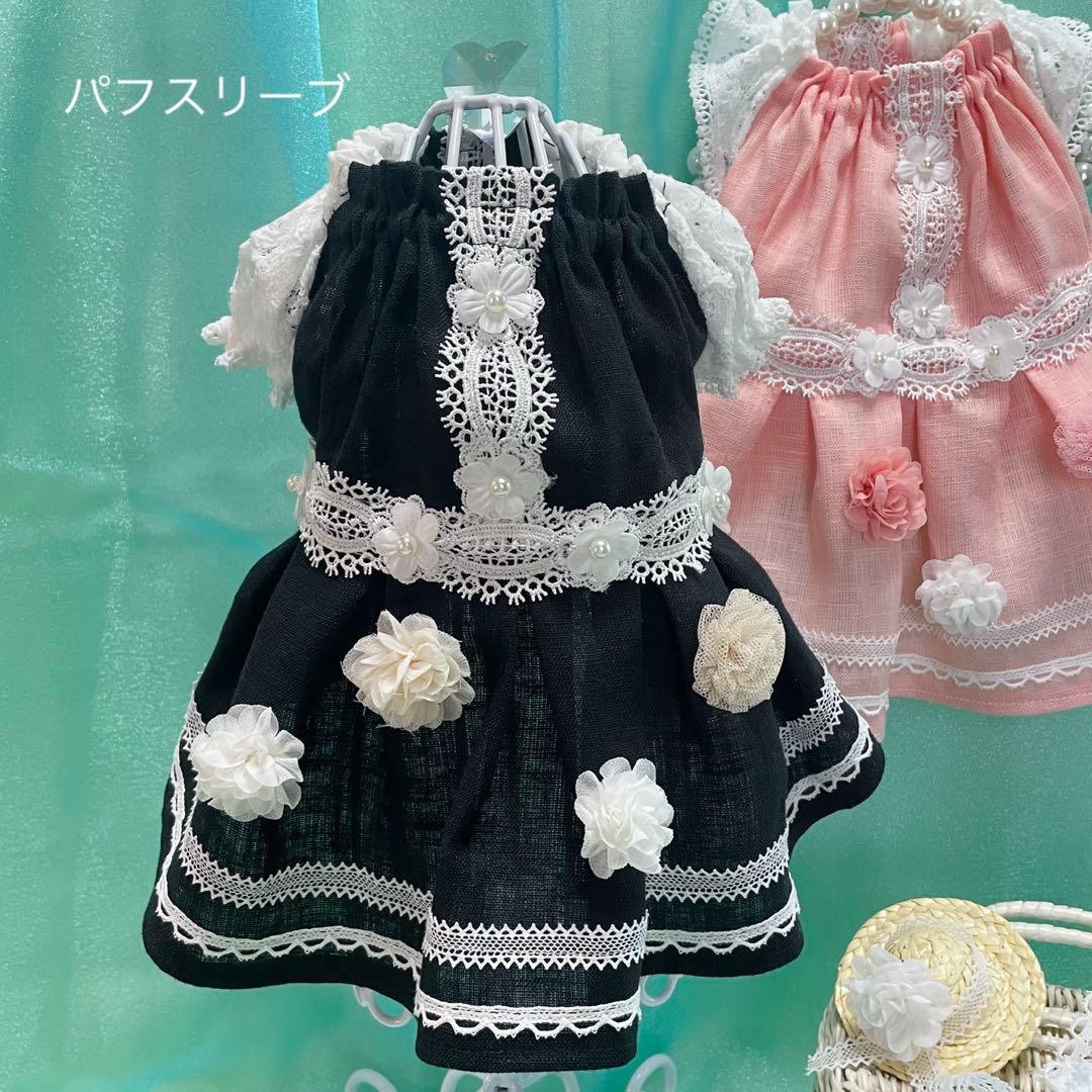 夏のお嬢さん♡麻のドレス　∞TuTu∞   犬服　ハンドメイド