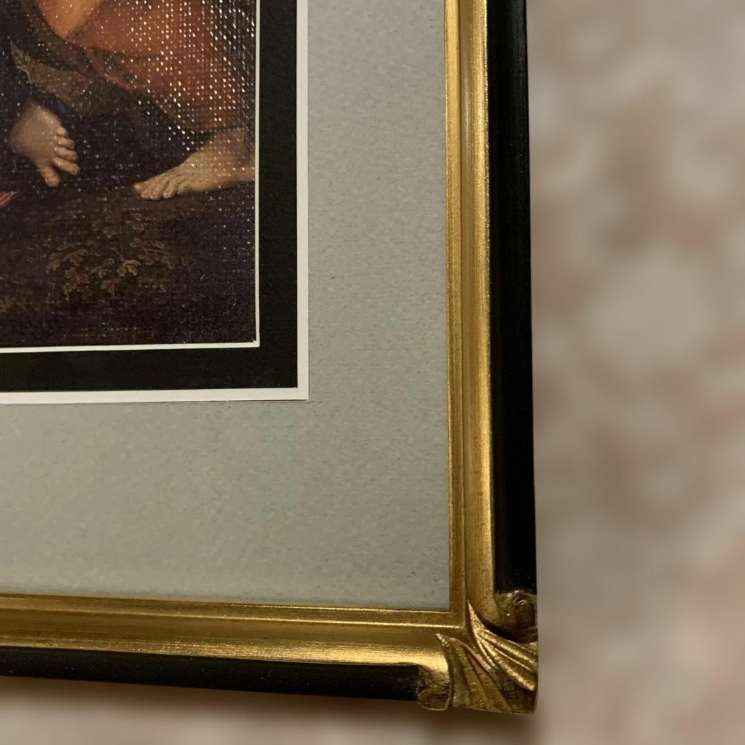 聖母子と聖ヨセフ 絵画 金色フレーム付き