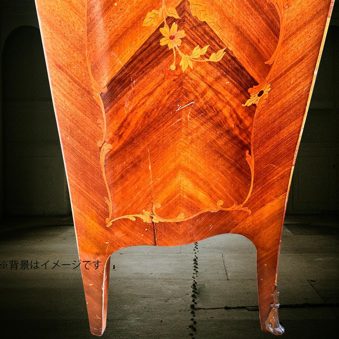 送料無料 ウルグアイ 象嵌 ６段 タンス チェスト 猫脚 鍵付 アンティーク ②